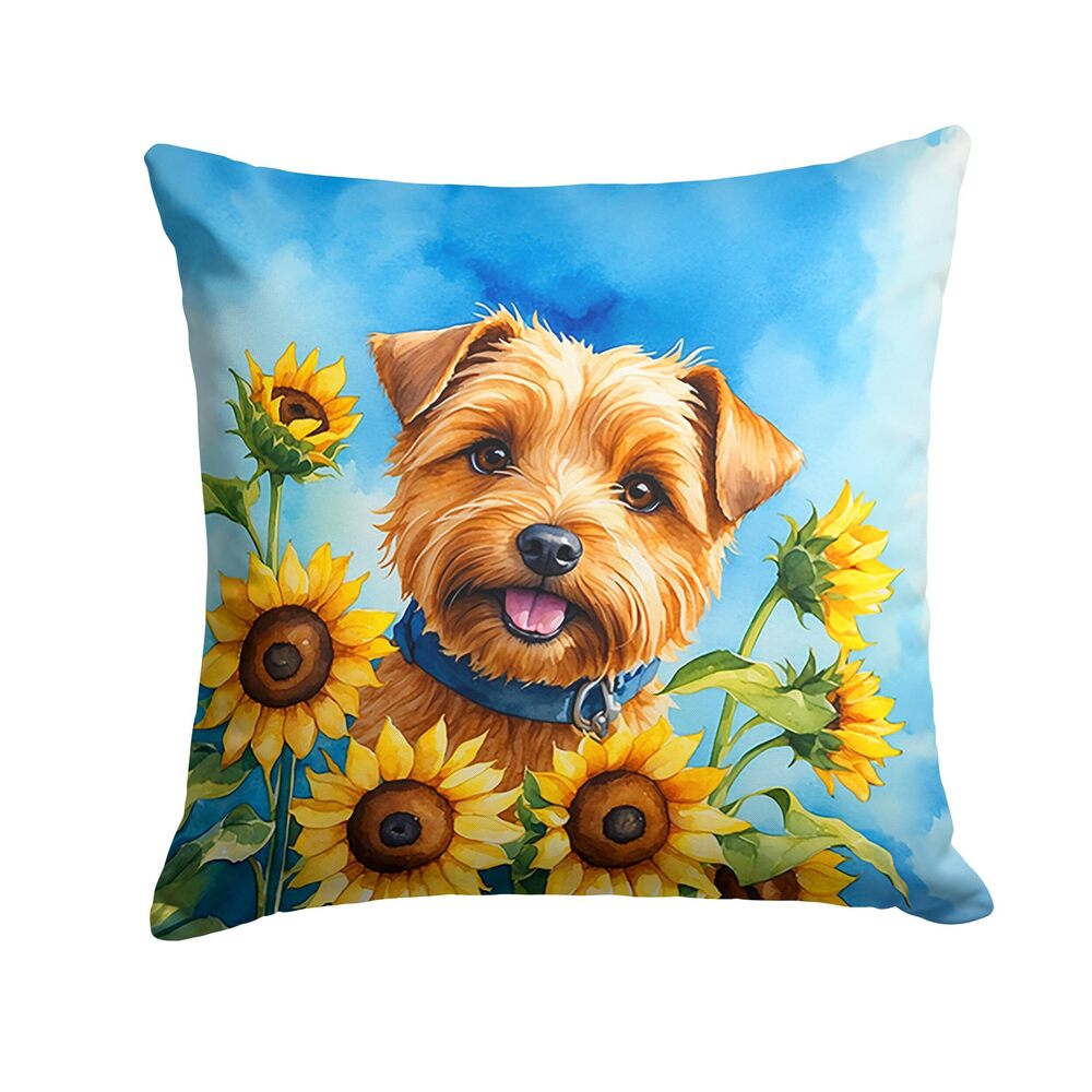 7441 in Sunflowers Throw Pillow, 14Hx14W, Norfolk Terrier 6125